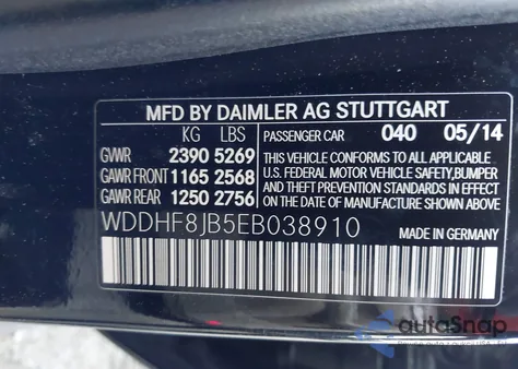 2014 Mercedes-Benz E 350 4Matic из США, поврежденный, VIN WDDHF8JB5EB038910